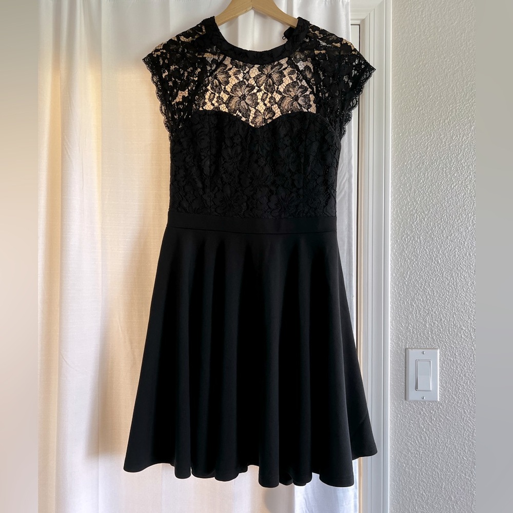 Francesca’s little black laced bodice dress, size medium, brand Jun & ivy.